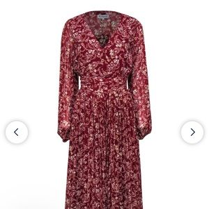 Crimson colored maxi dress with gold threading size M